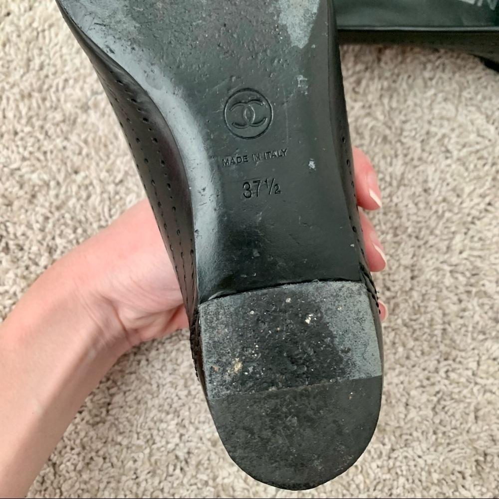 Chanel Black Perforated Flats - Picture 7 of 7